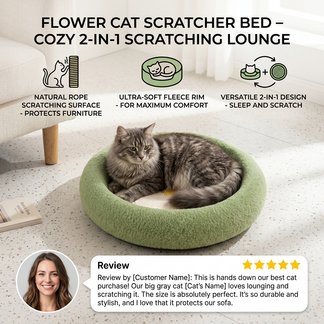 Flower Cat Scratcher Bed – Cozy 2-in-1 Scratching Lounge