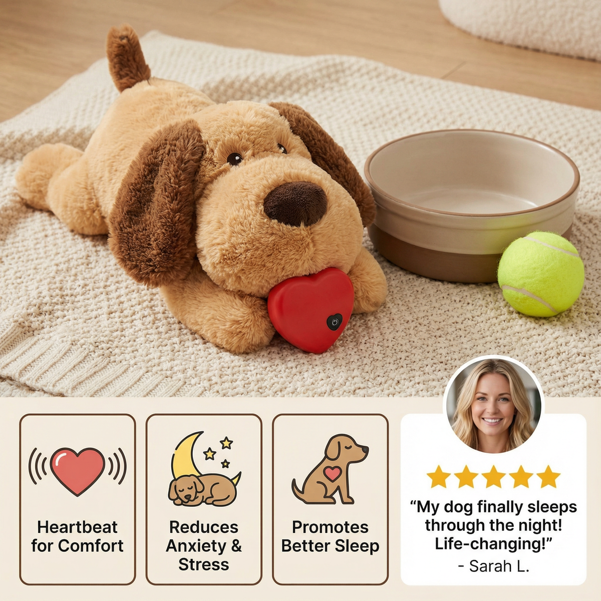 Calming Heartbeat Comfort Plush for Pets